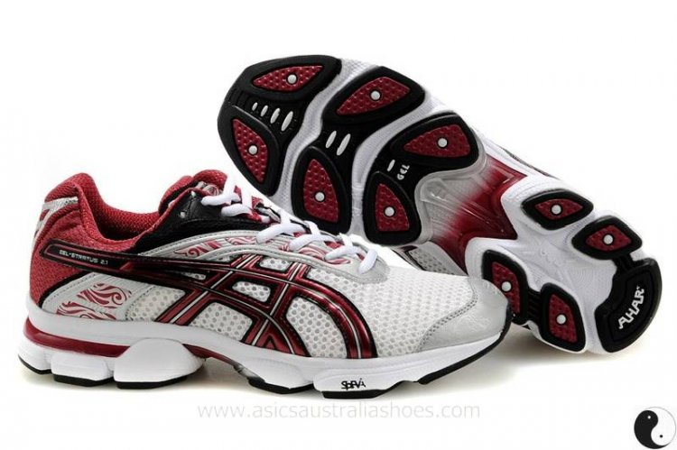 Asics Gel Stratus 2.1 mens White Red Shoes