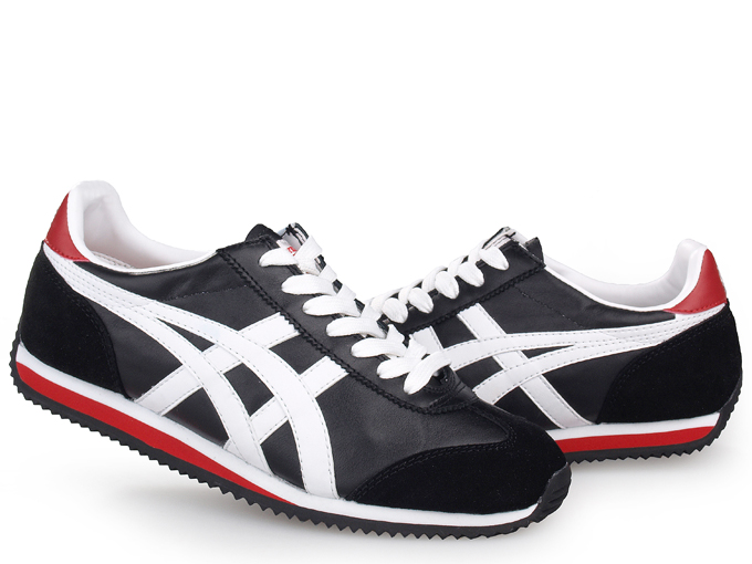 Asics California 78 Leather Shoes Black White Red